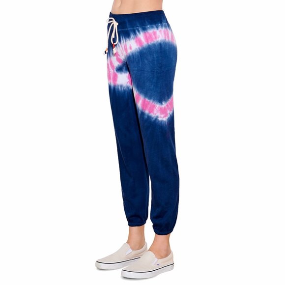 Sundry Jogger Pants Women Elastic Waist Tie Dyed Pull-On Sweatpants Navy Candy - Picture 3 of 7